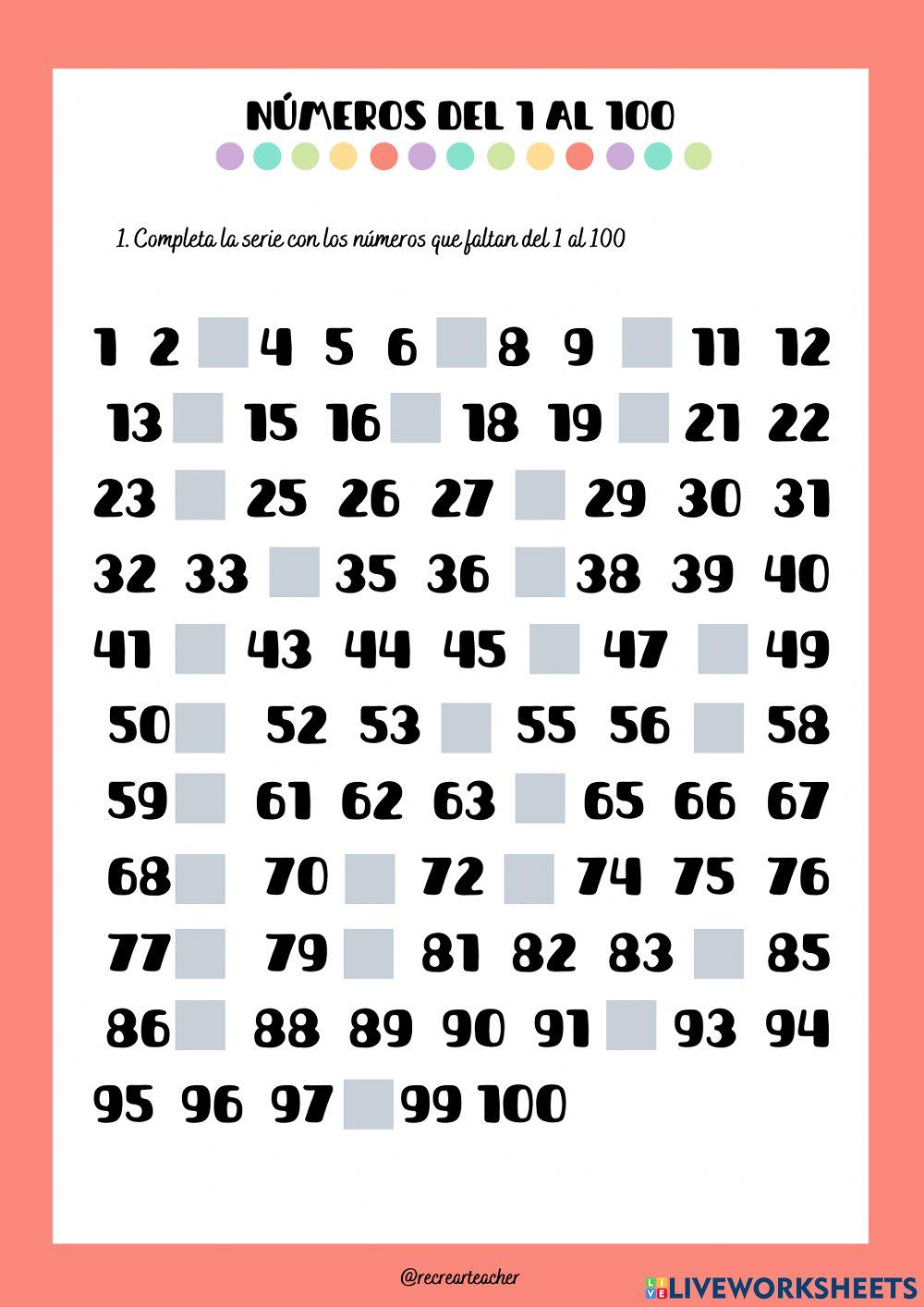 Números del 1 al 100