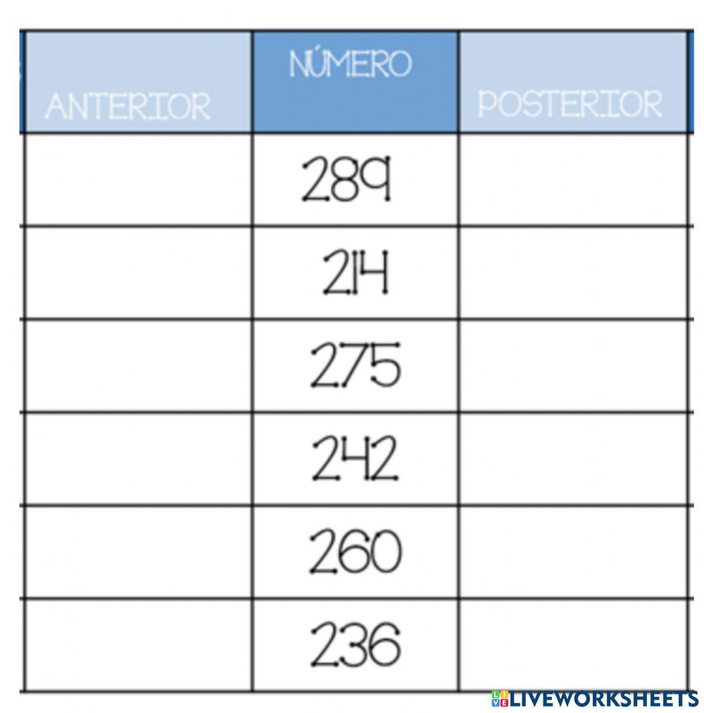 Numero anterior y posterior