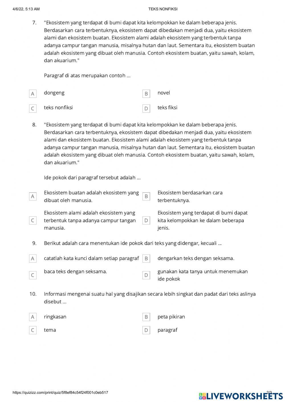 Teks nonfiksi kelas 4