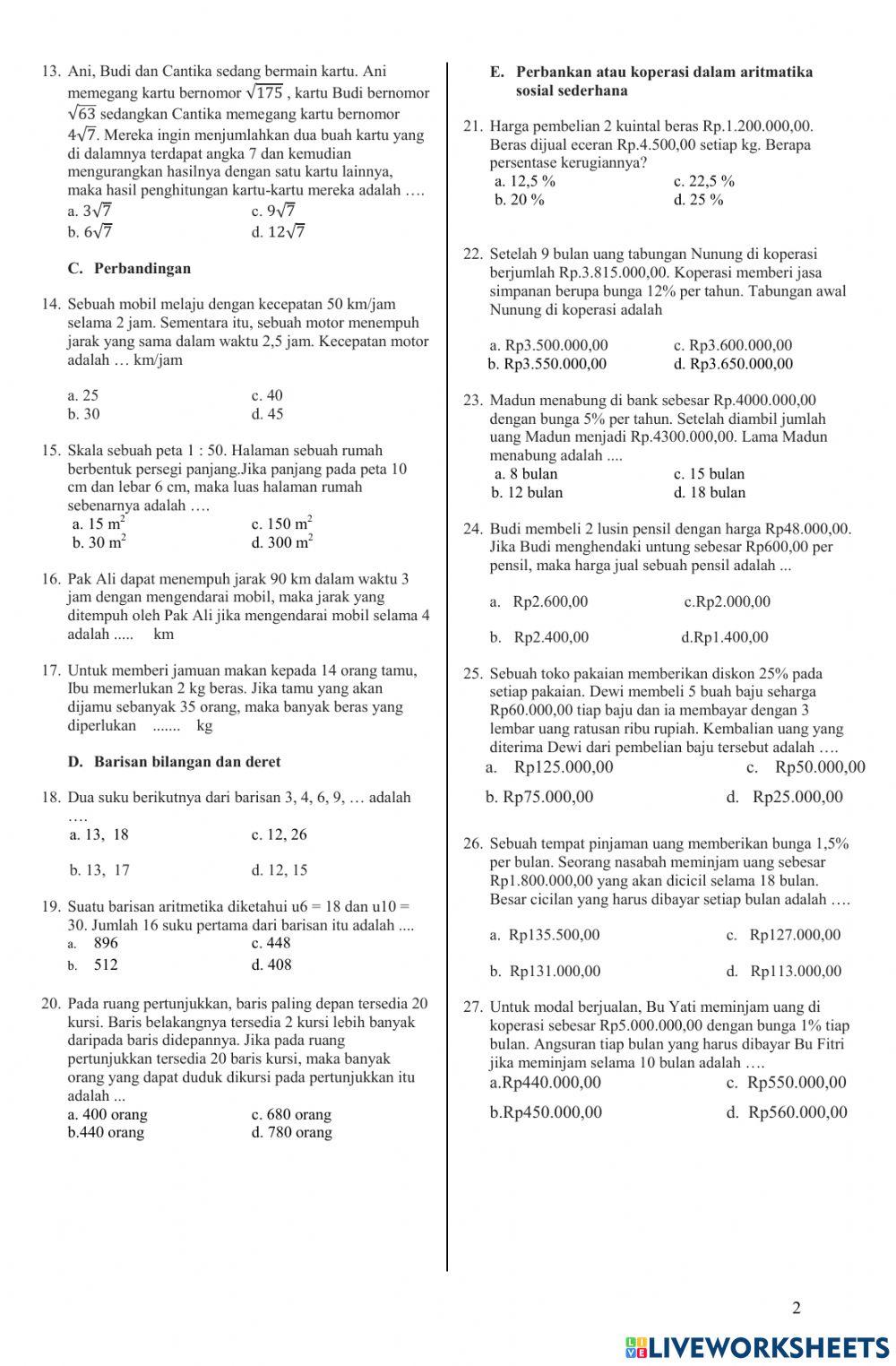 Predisksi soal ujian sekolah