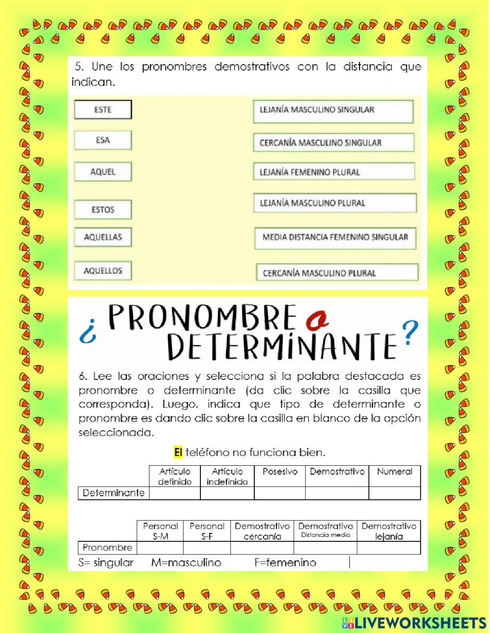 ACTIVIDAD INTEGRADORA PARA ALUMNAS EN LÍNEA CUARTO GRADO PRONOMBRES PERSONALES Y DETERMINANTES