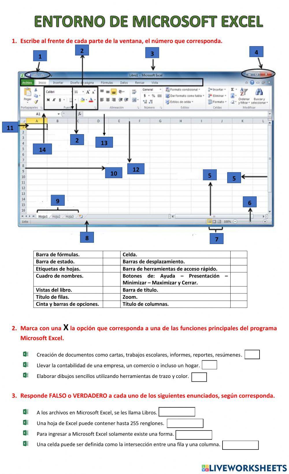Entorno de microsoft excel