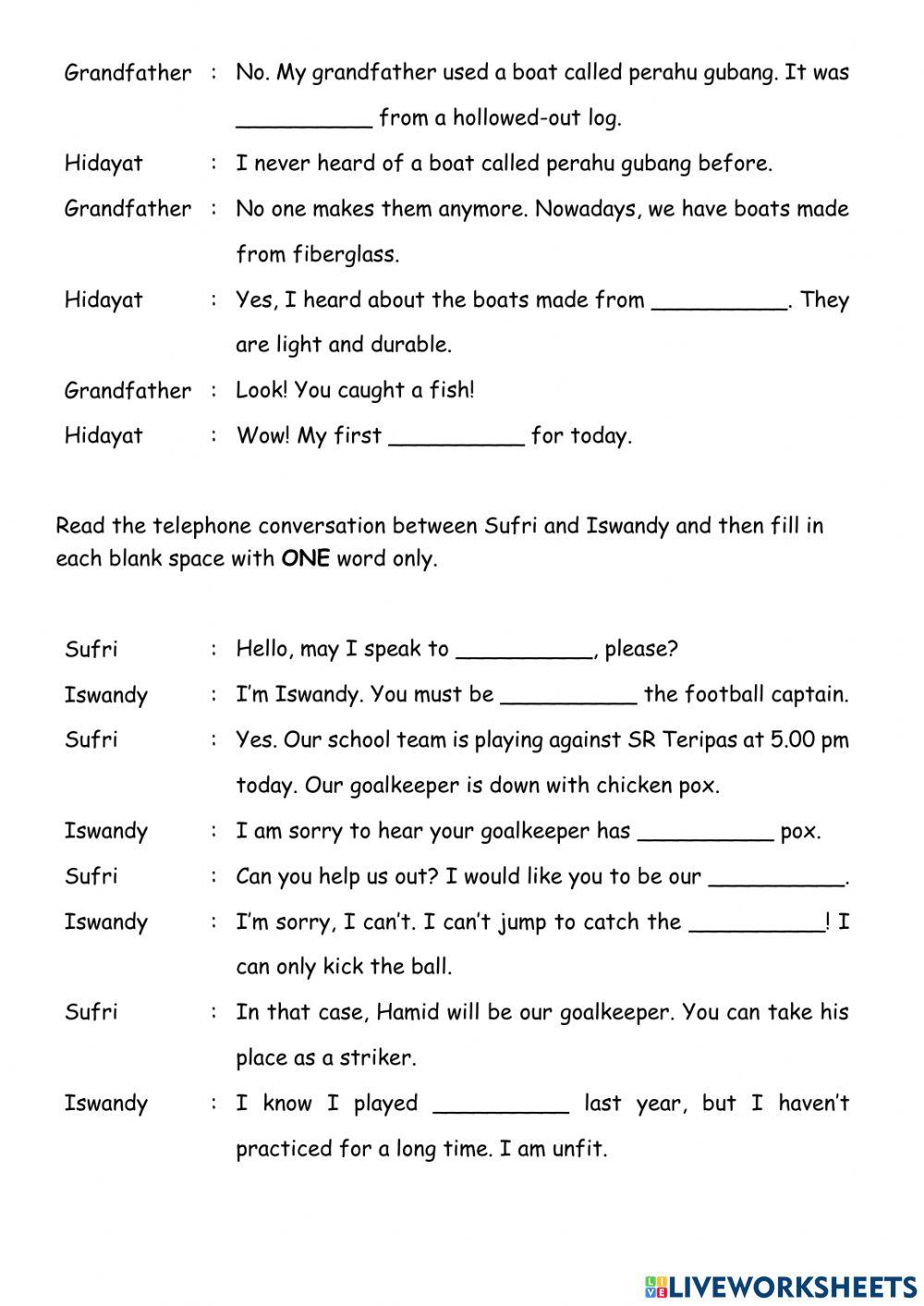 Dialogues (Fishing and Football)