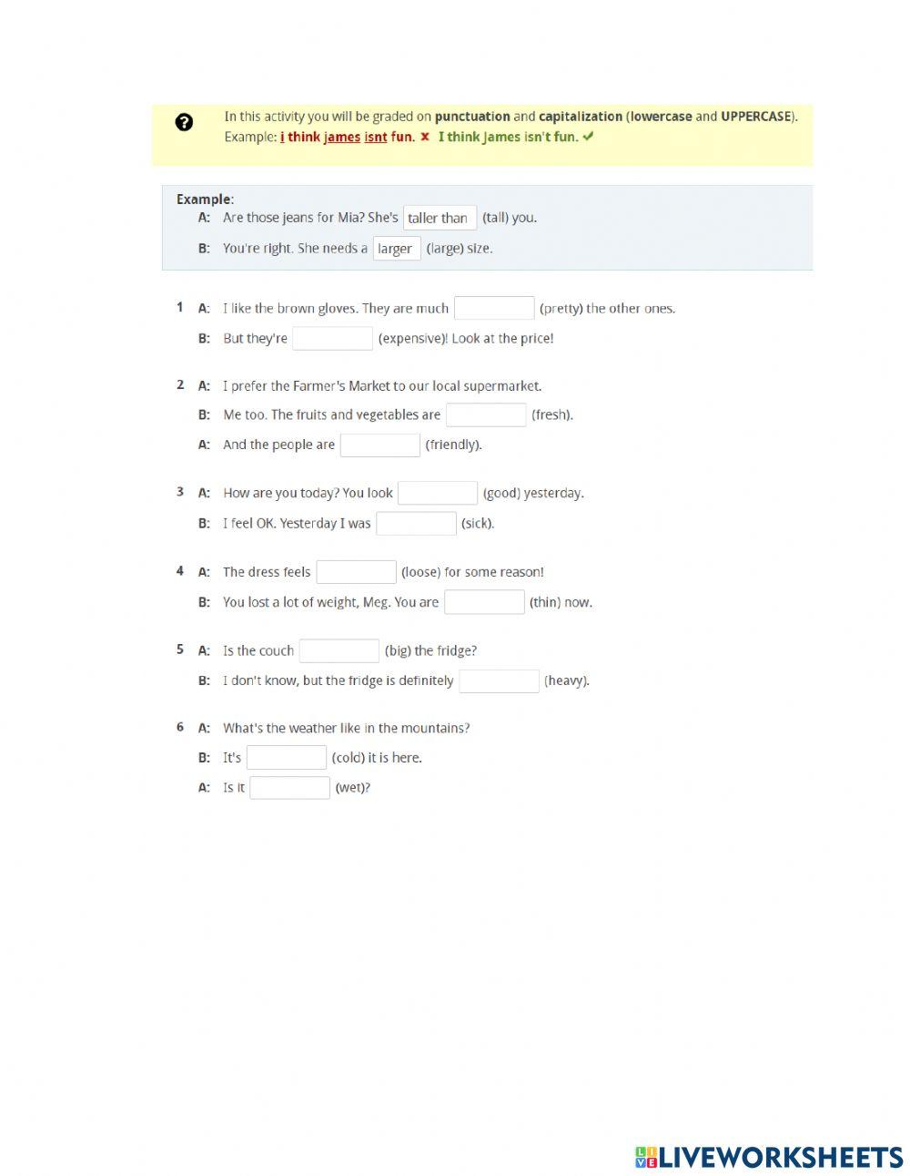 Comparative adjectives