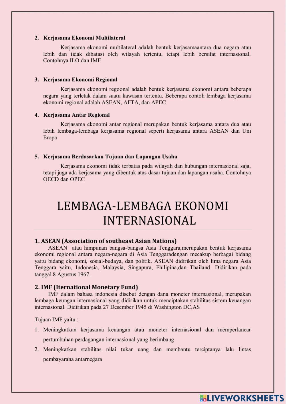 LKPD Materi kerjasama ekonomi internasional