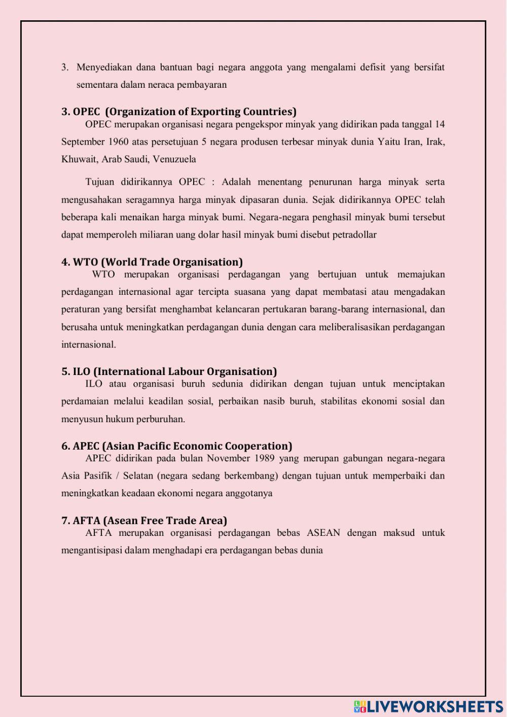 LKPD Materi kerjasama ekonomi internasional