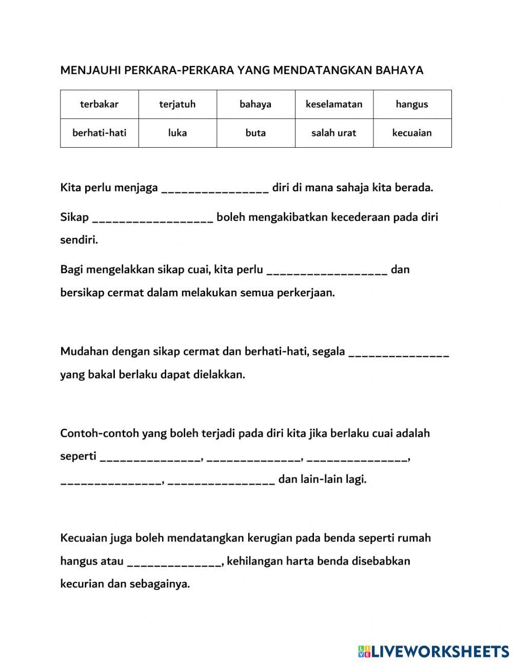 MIB Tahun 3 Menjauhi perkara-perkara yang mendatangkan bahaya