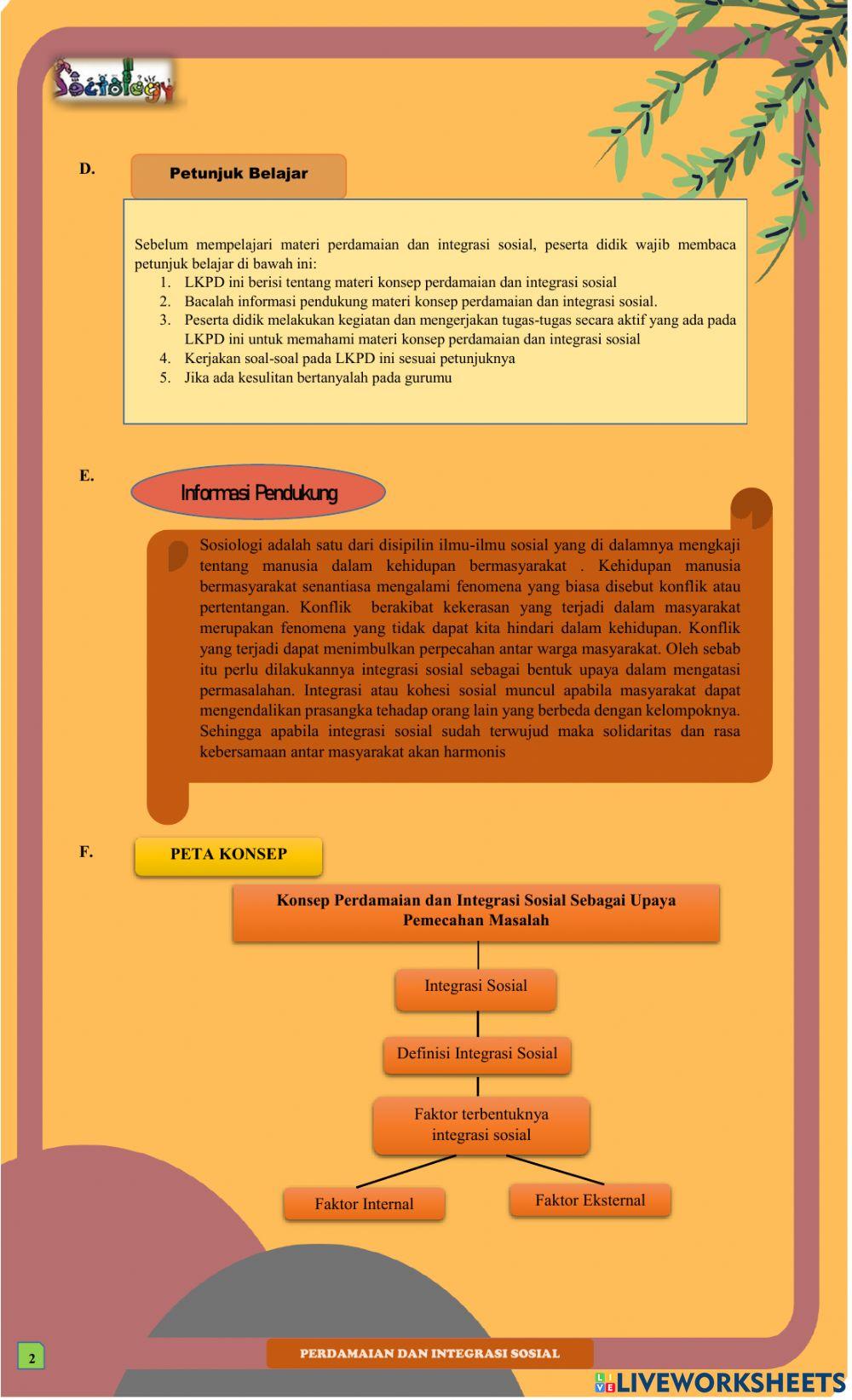 KD 3.5.2 Perdamaian dan Integrasi Sosial