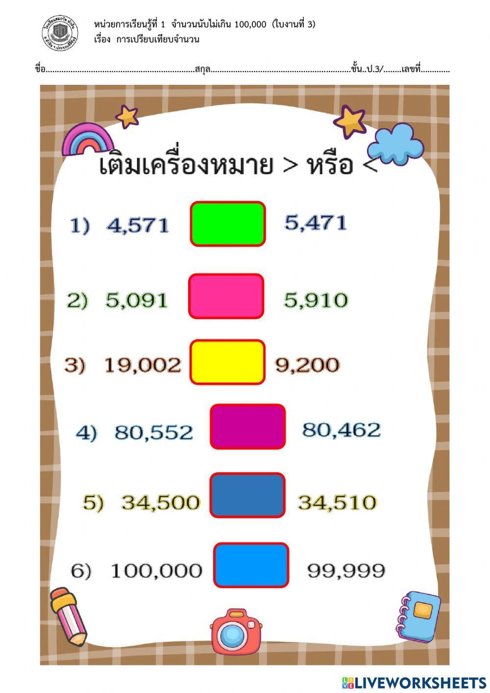1.4 การเปรียบเทียบจำนวน (หน้า 22-3)
