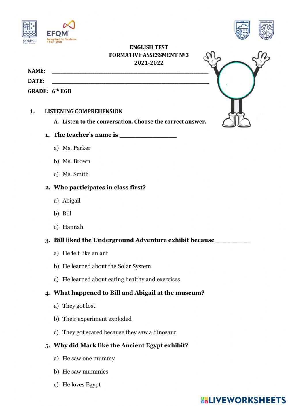 6th EGB - Test Nº1 2nd Term