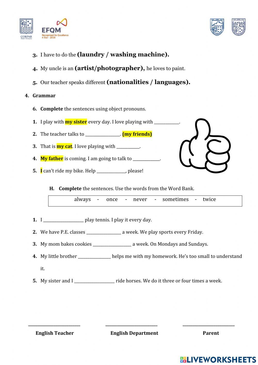 6th EGB - Test Nº1 2nd Term