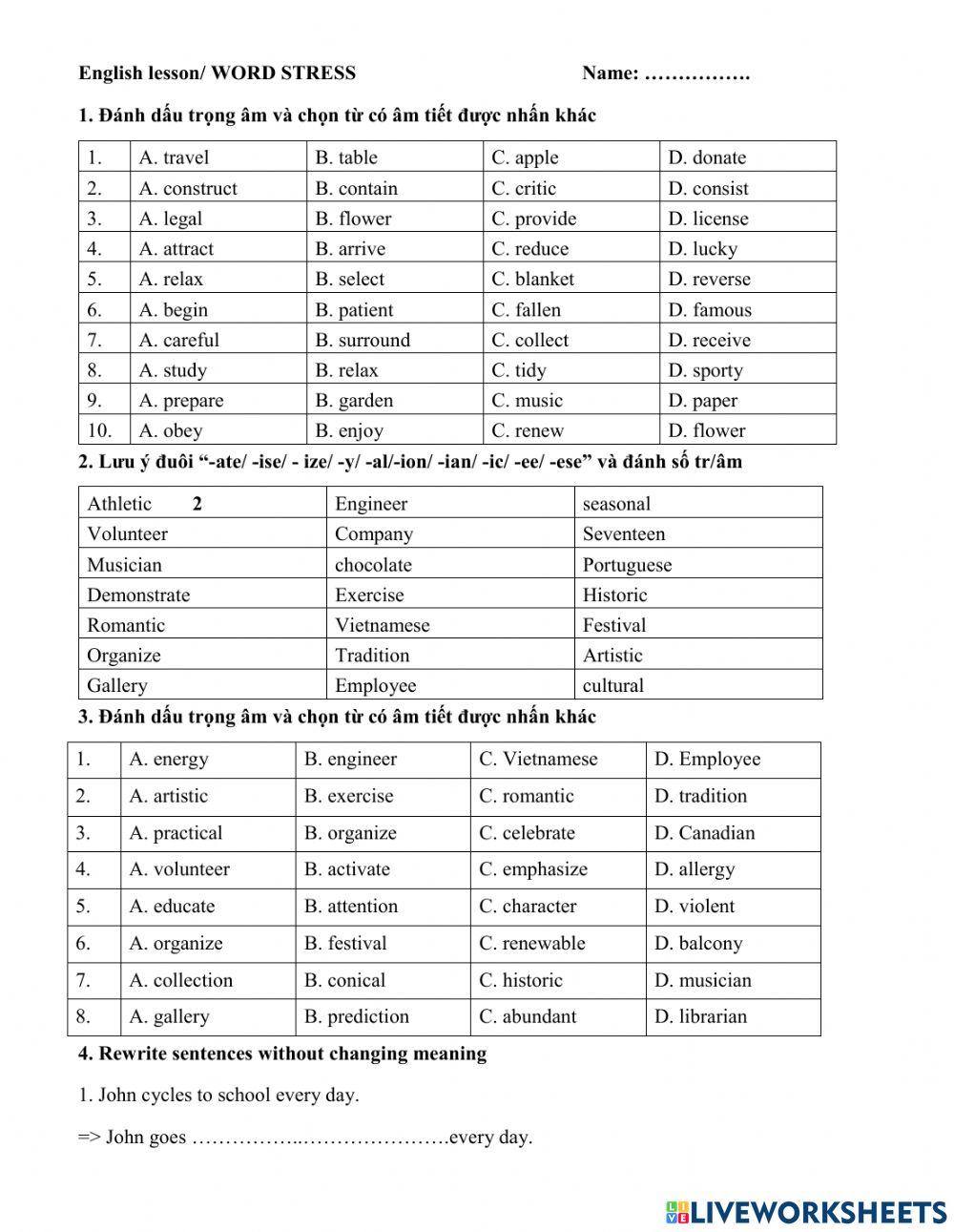 Grade 6- Word Stress worksheet | Live Worksheets grade-6-word-stress-worksheet-live-worksheets