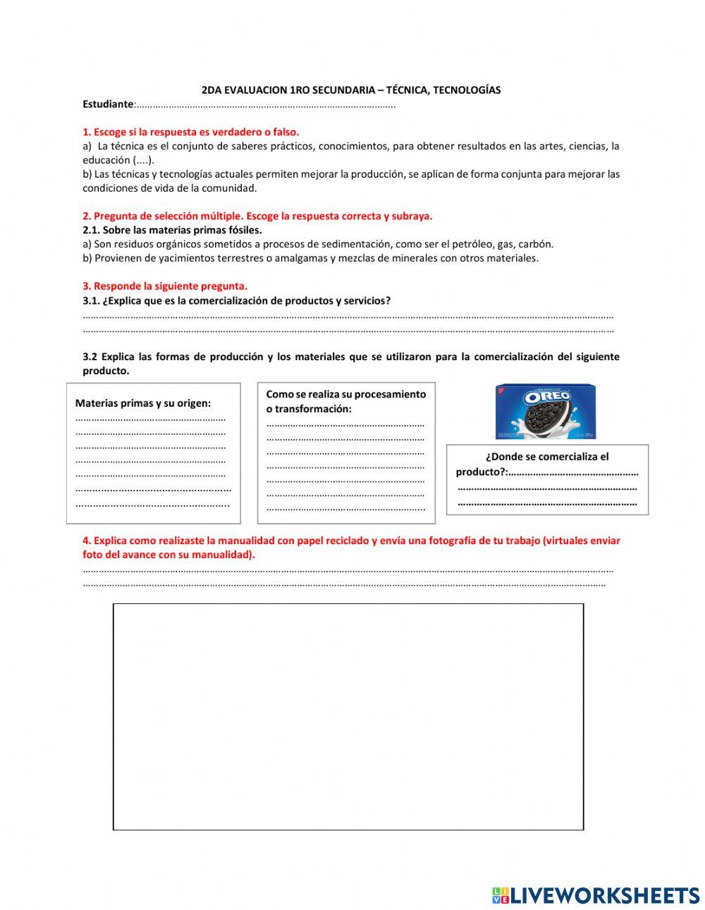 2da eval Tecnicas 1ro sec 2da eval Tecnicas 1ro sec