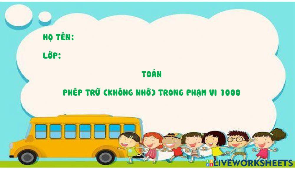 Toán Phép trừ không nhớ