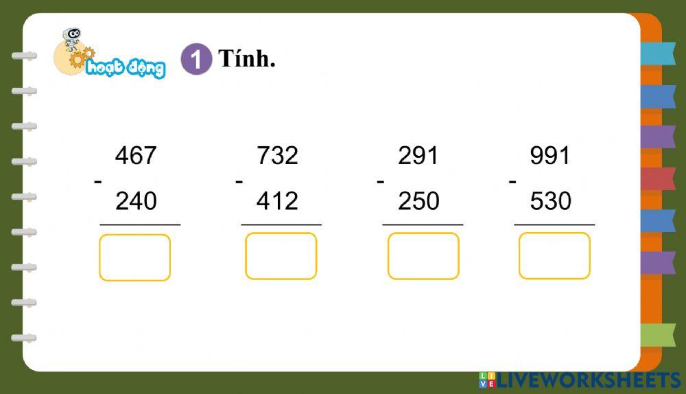 Toán Phép trừ không nhớ