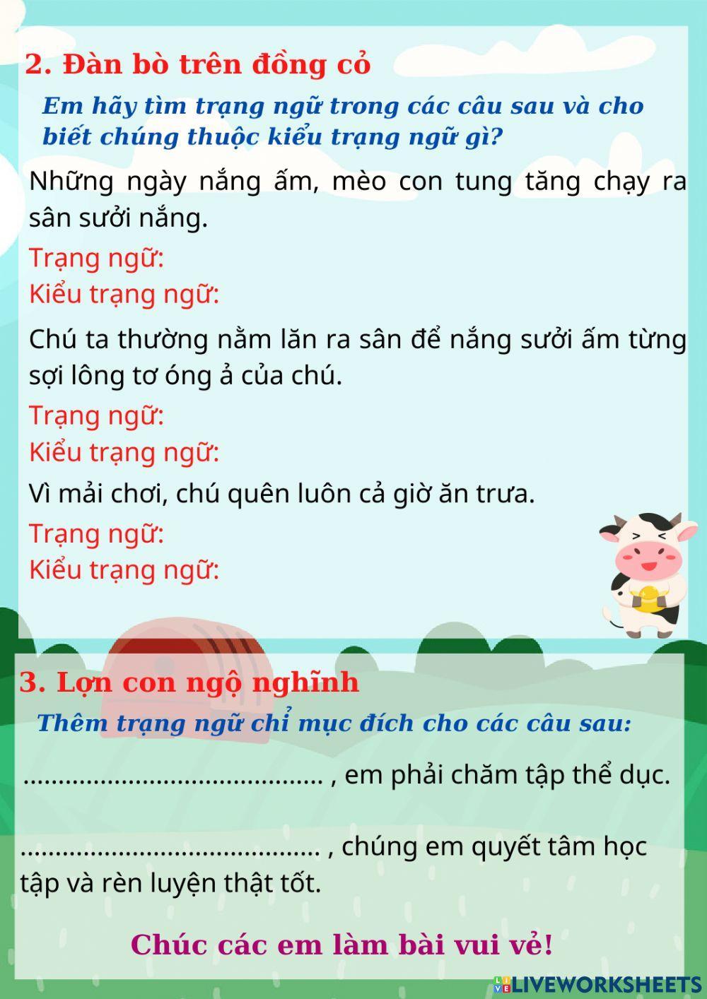 Bài tập củng cố ltvc 4 tuần 33