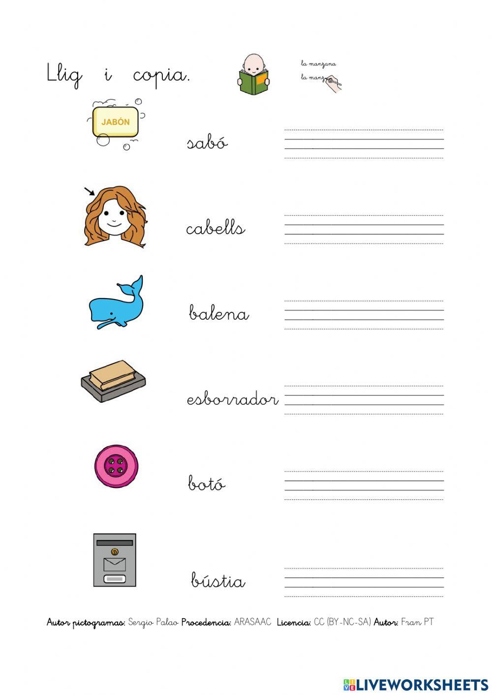 Copiar paraules amb b-v.