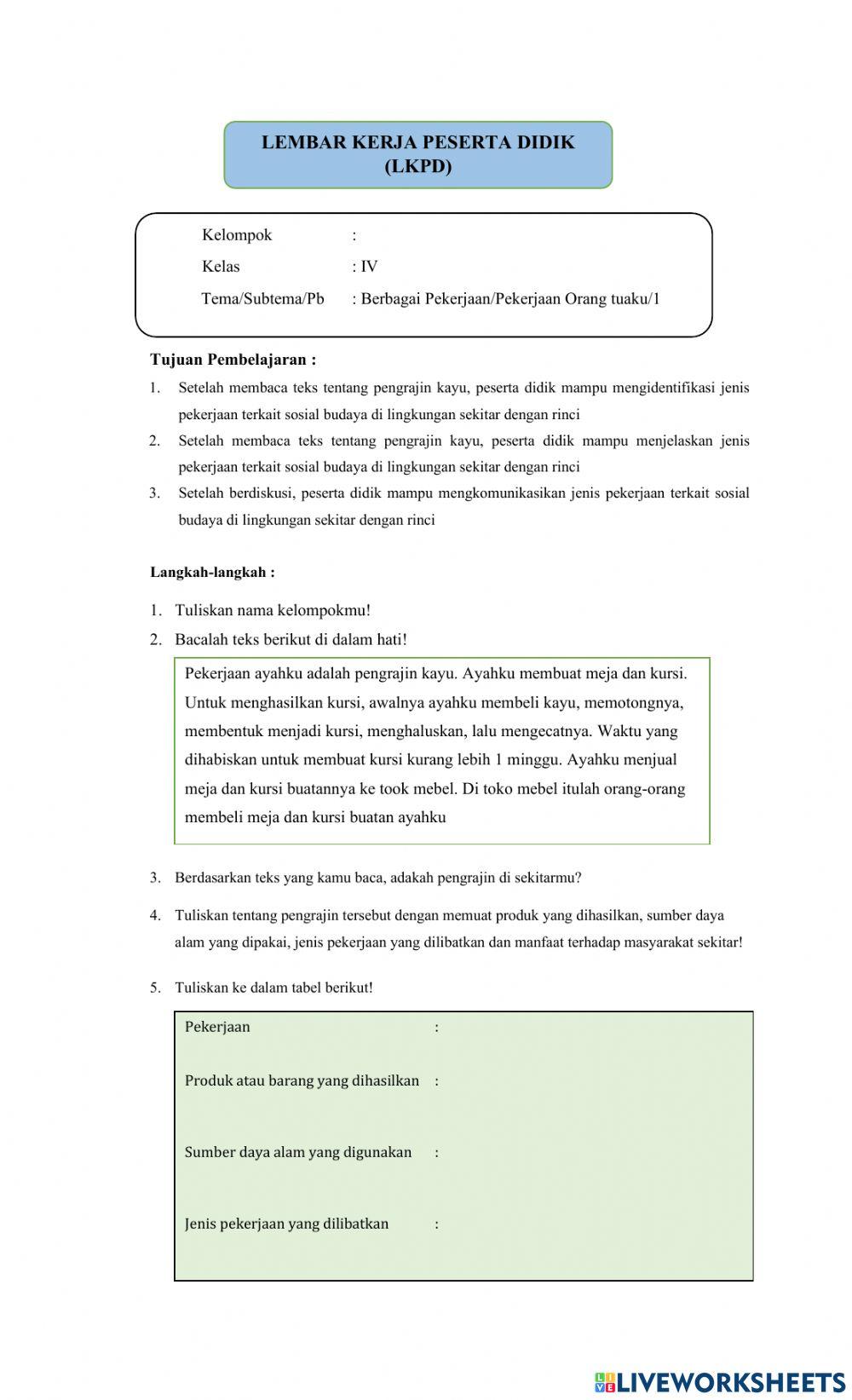 LKPD jenis-jenis Pekerjaan