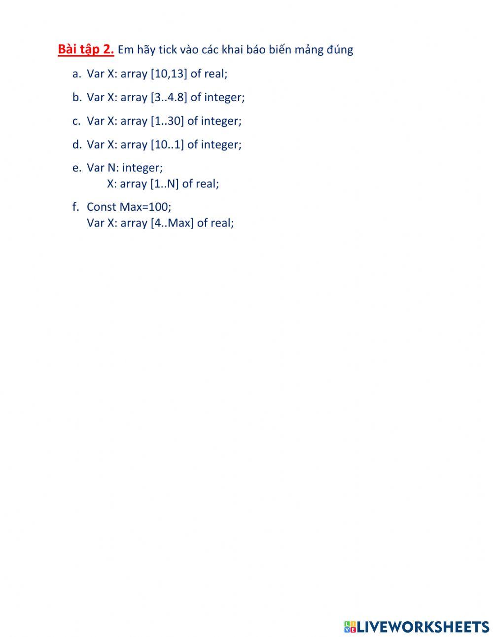 Bài tập: xử lý dãy số