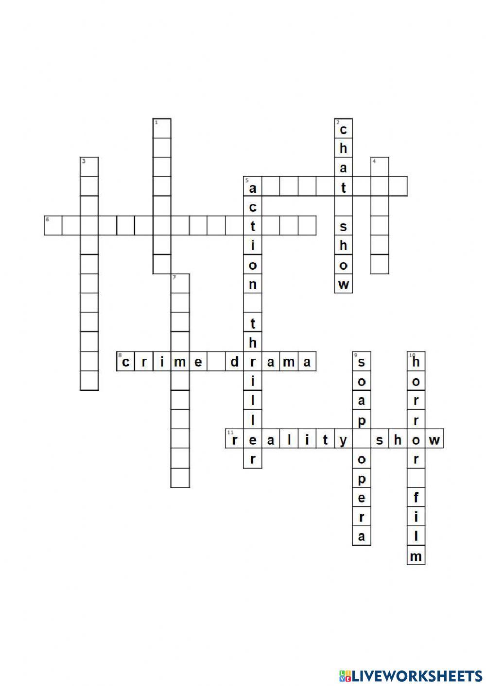Half a crossword films student a worksheet Live Worksheets