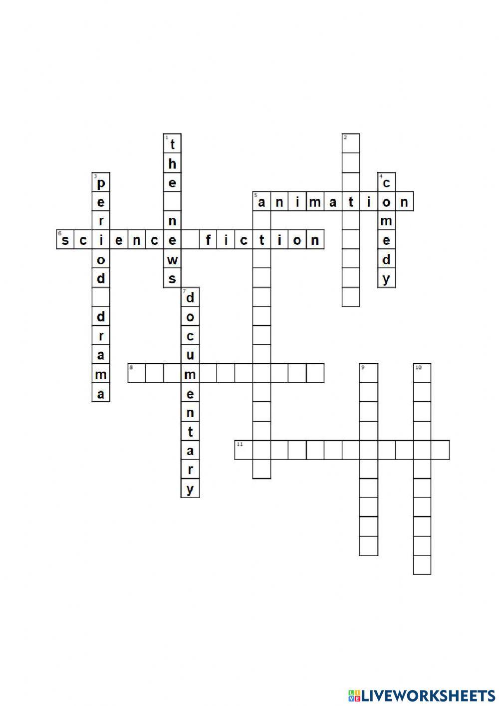 Half a crossword films student b worksheet Live Worksheets