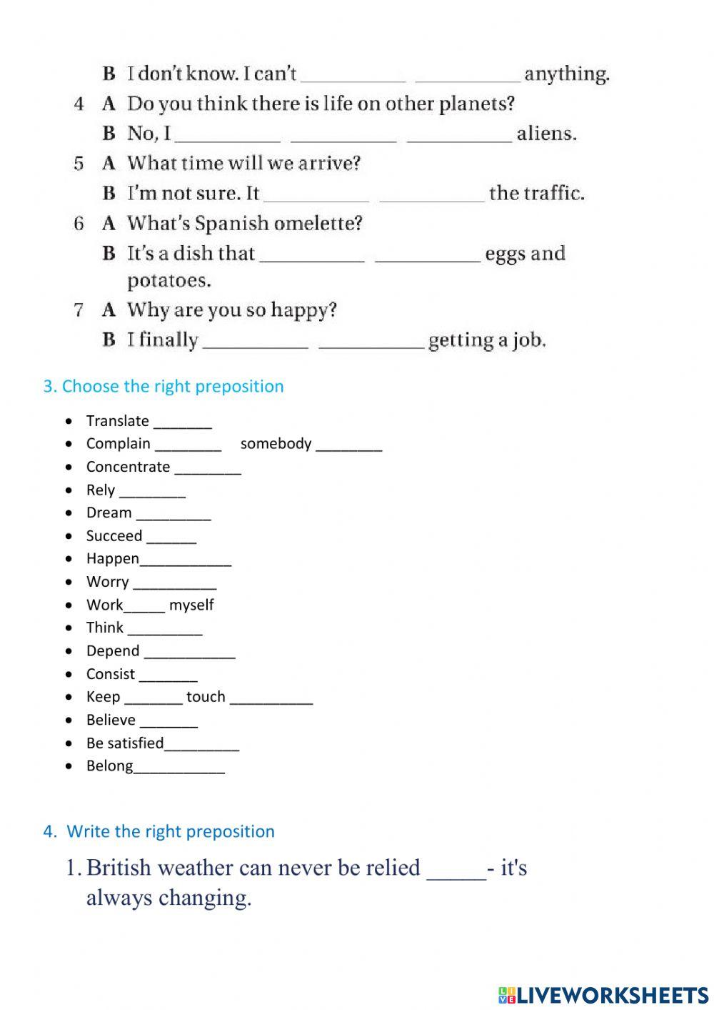 Prepositions with verbs