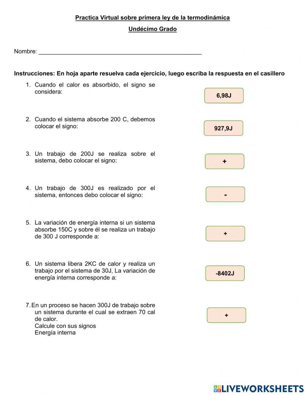 Variacion de energia interna