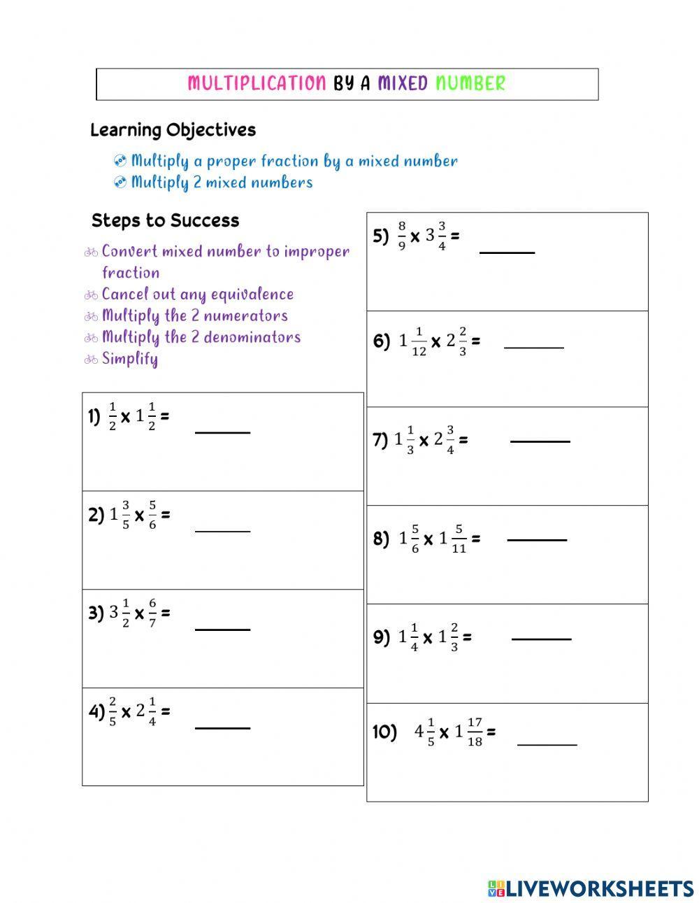 Multiply Proper Fraction by Mixed Number