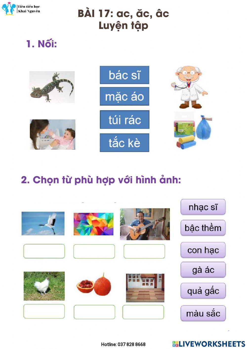 Bài 17 ac,ăc âc - Luyện tập