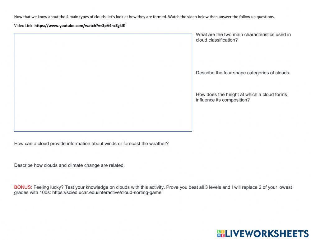 April 19 Vocab and Clouds