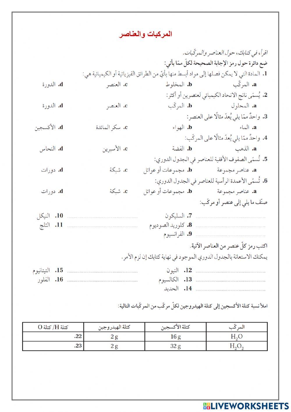 العناصر والمركبات1