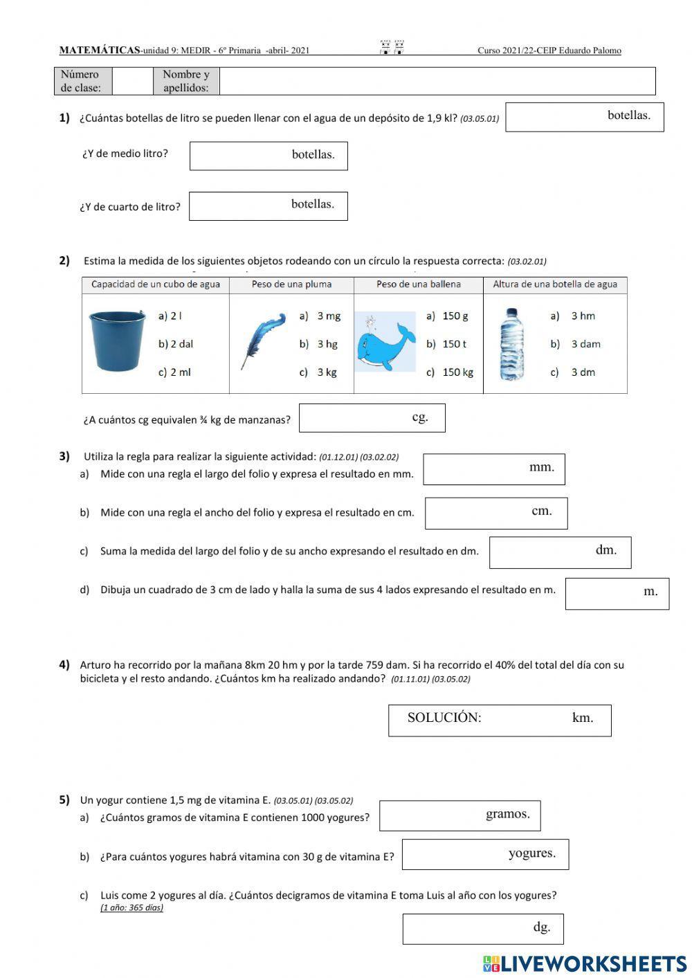 Examen unidad 9: medir longitudes
