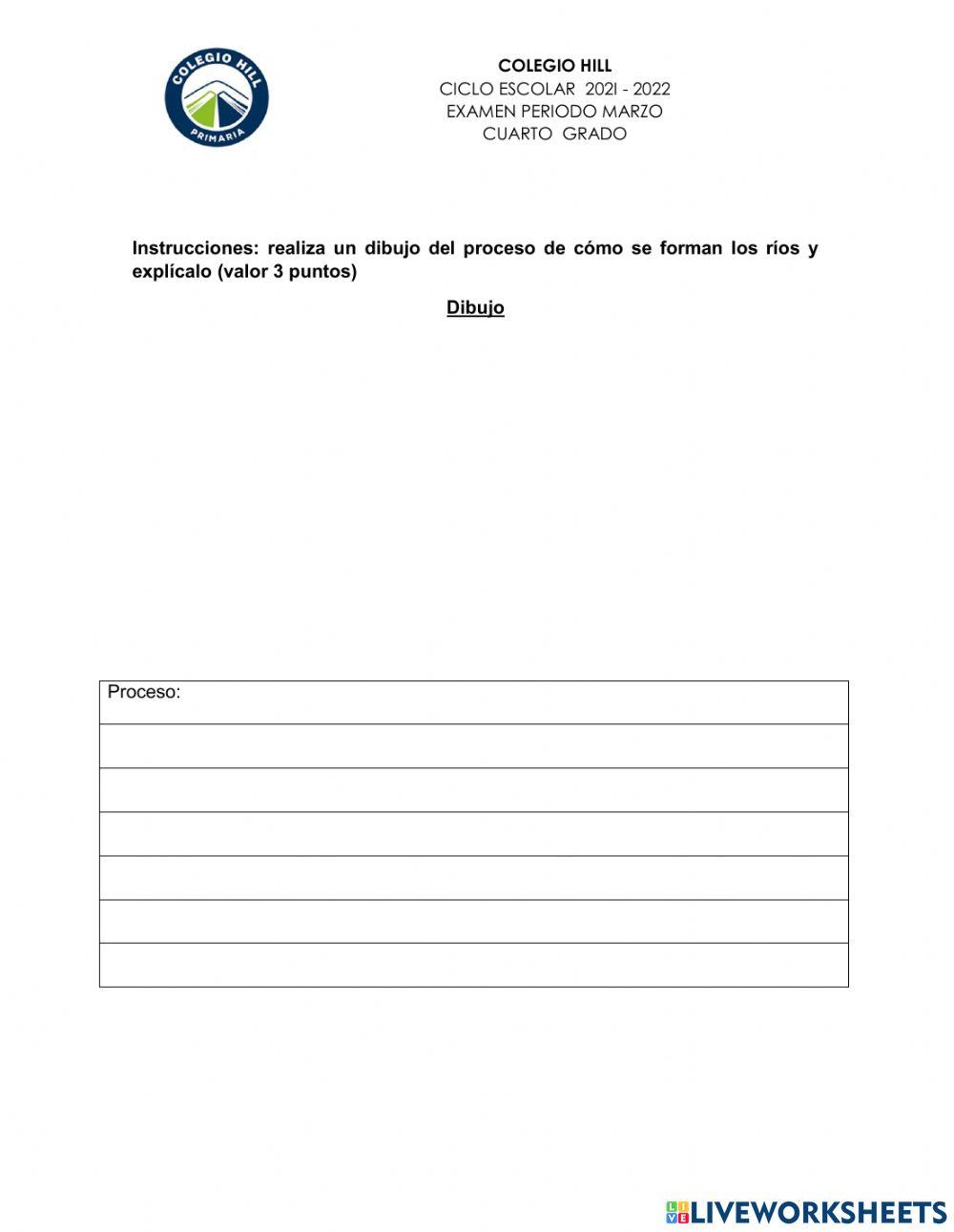 Examen de geografía marzo