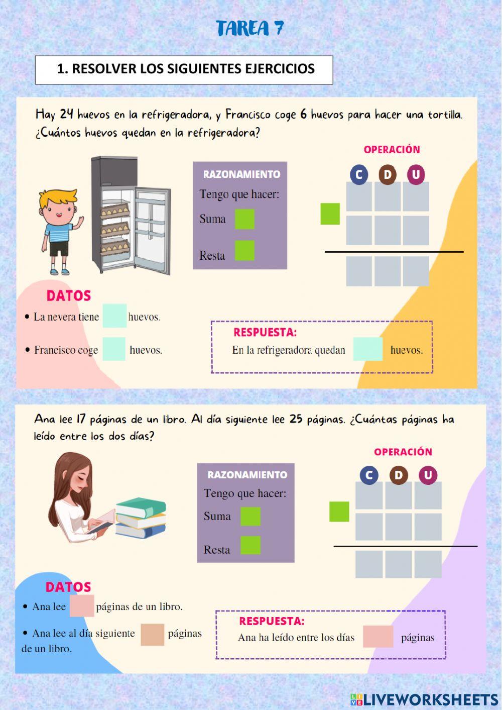 Problemas matemáticos con sumas y restas