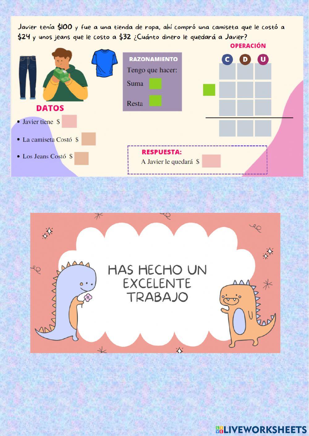 Problemas matemáticos con sumas y restas