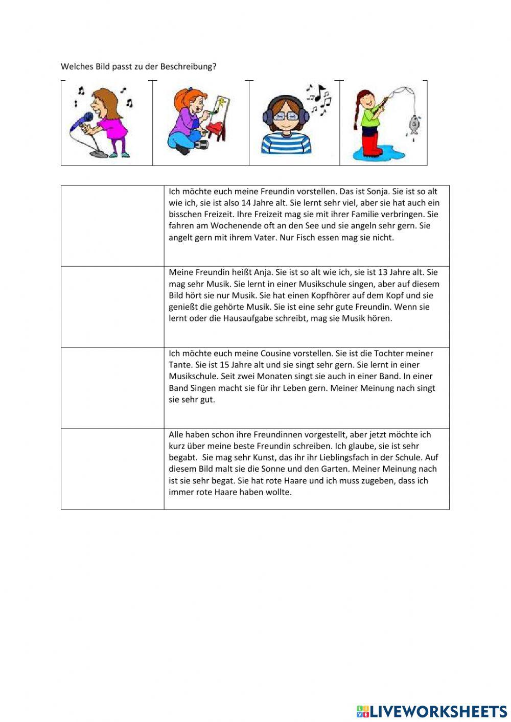 Leseverstehen - Übungsblatt