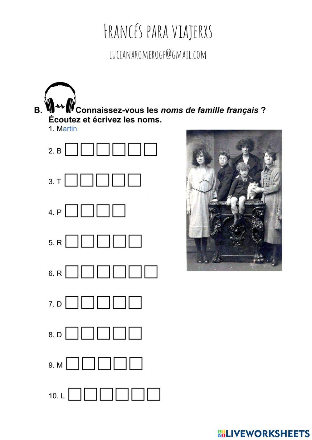 Les prénoms et les noms français