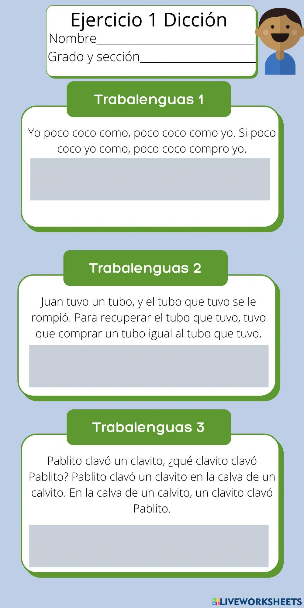 Diccion trabalenguas