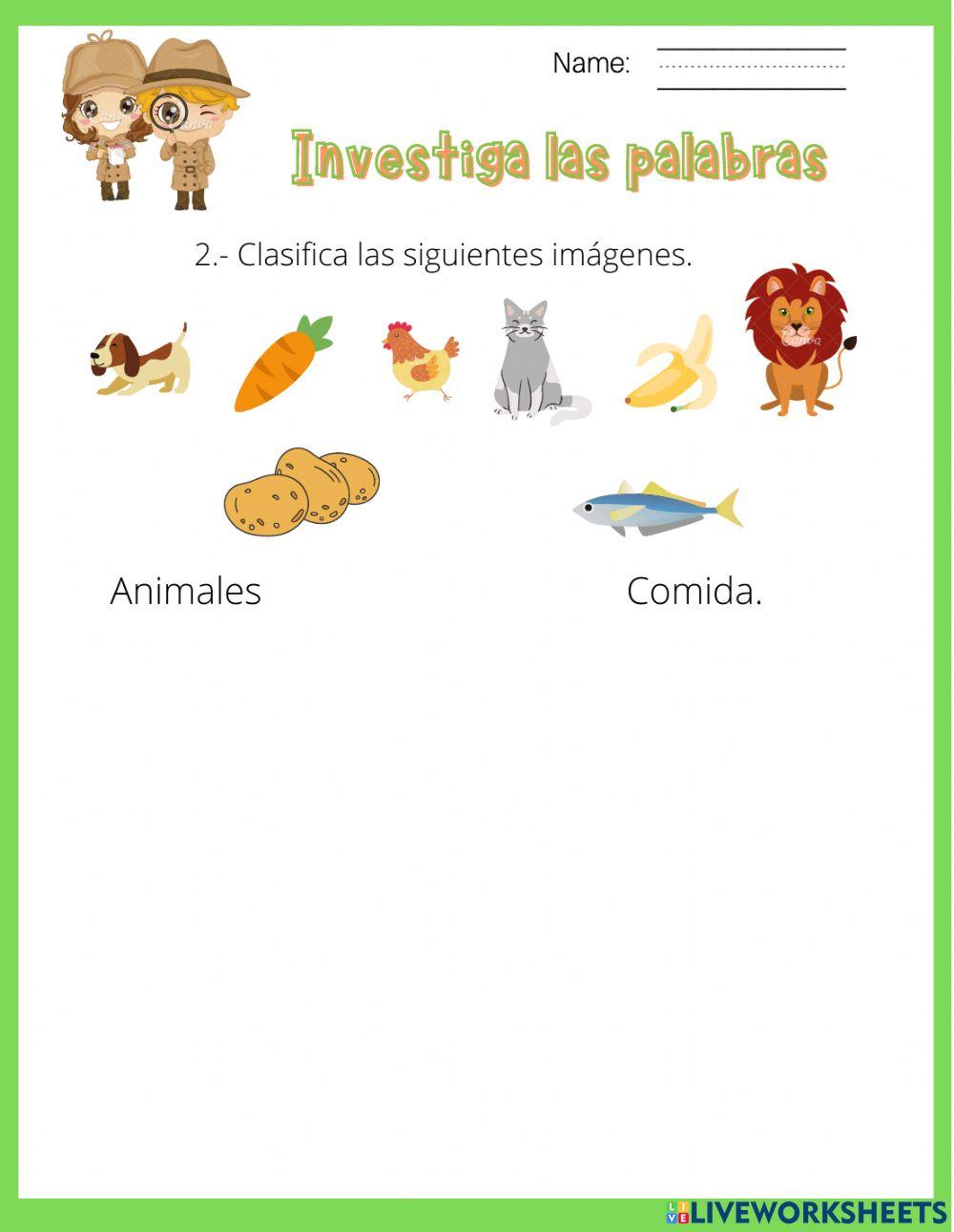 Investiga las palabras