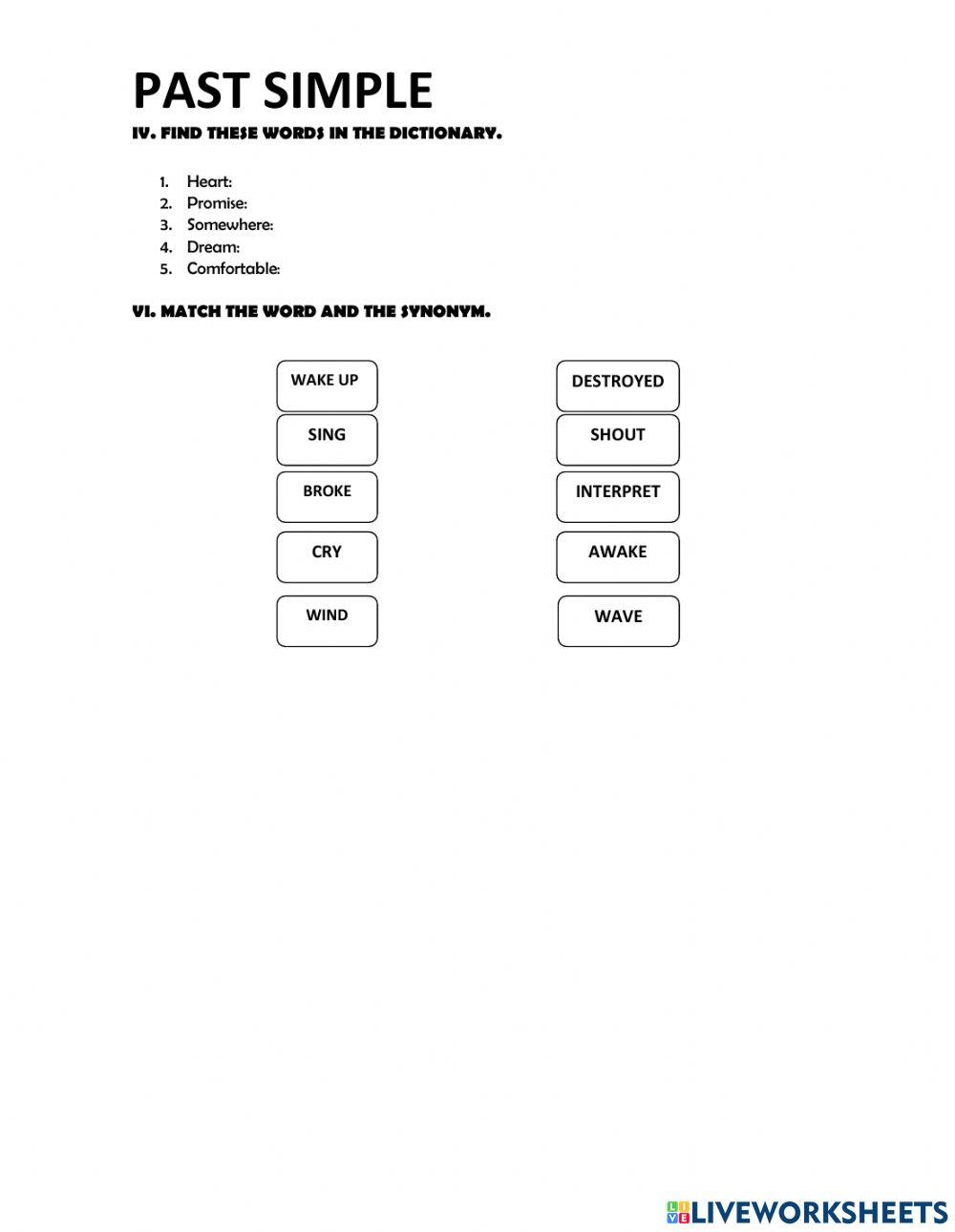 Past simple song online exercise for live worksheets