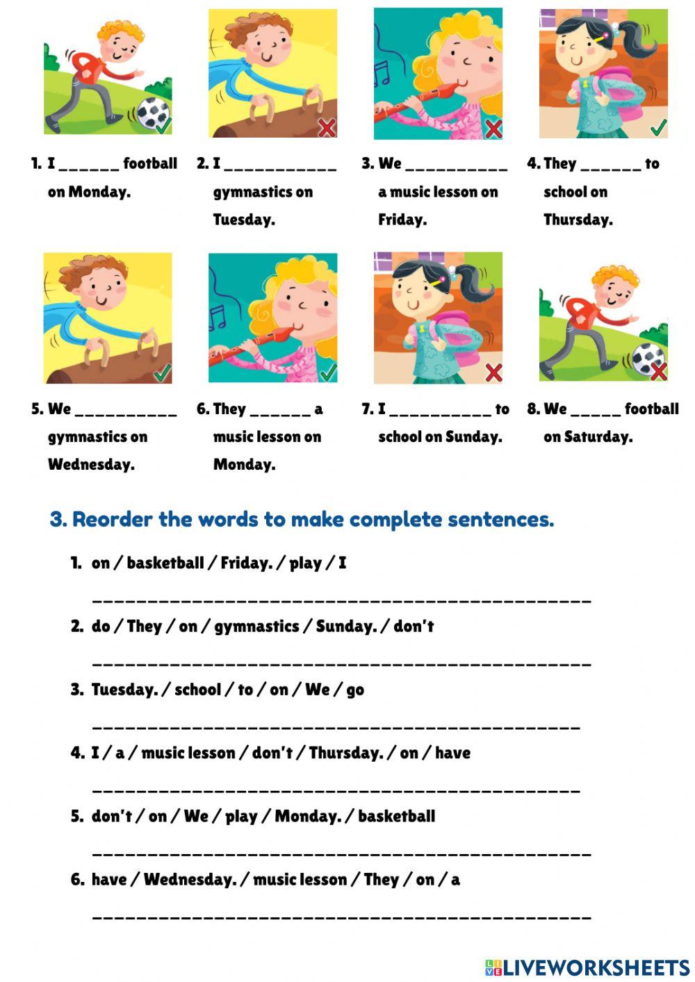 Unit 2: My busy week grammar 1