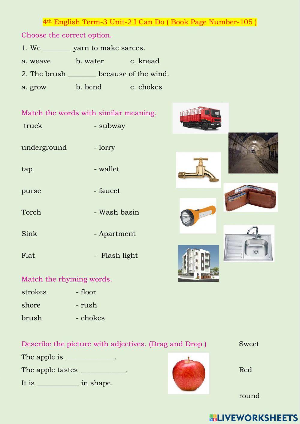 4th English Term-3 , Unit- 2  I Can do