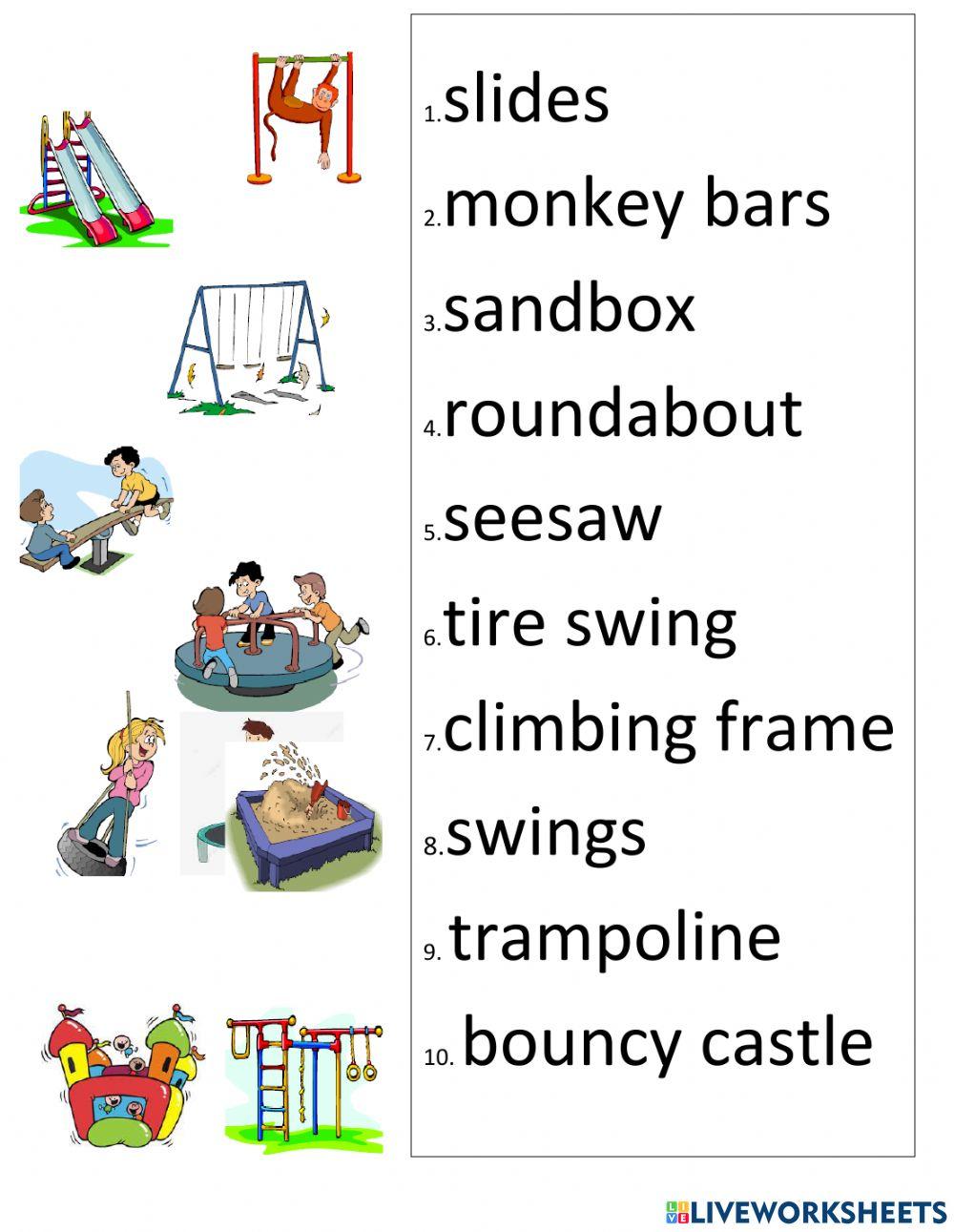 Playground Equipment online exercise for Live Worksheets