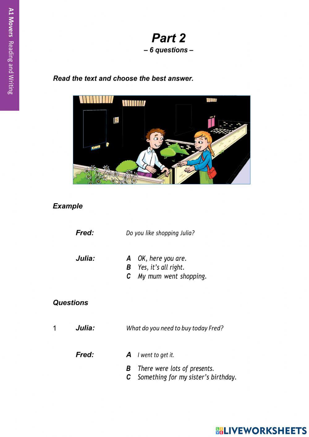 Reading and writing movers test
