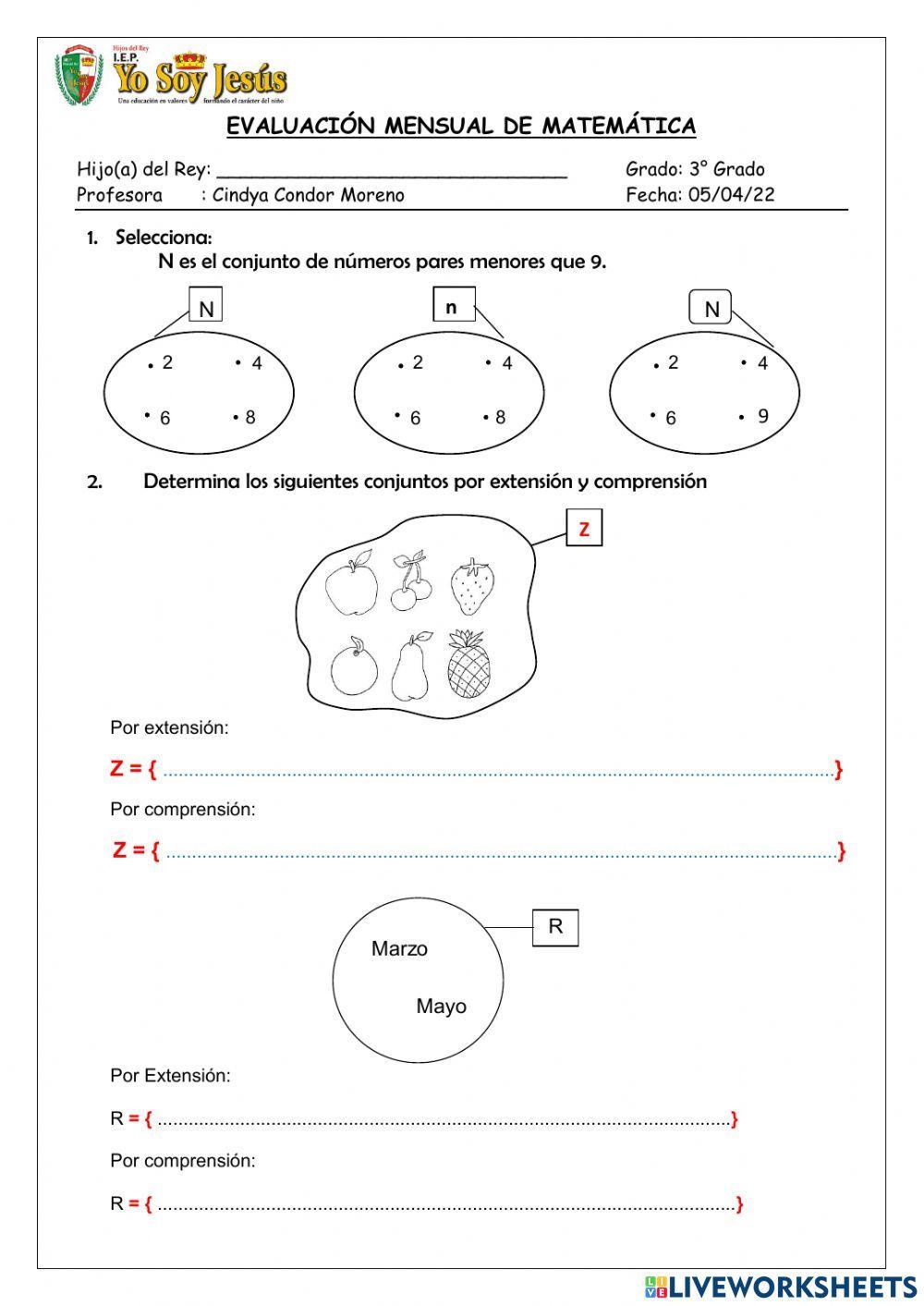 Evaluación de matemática