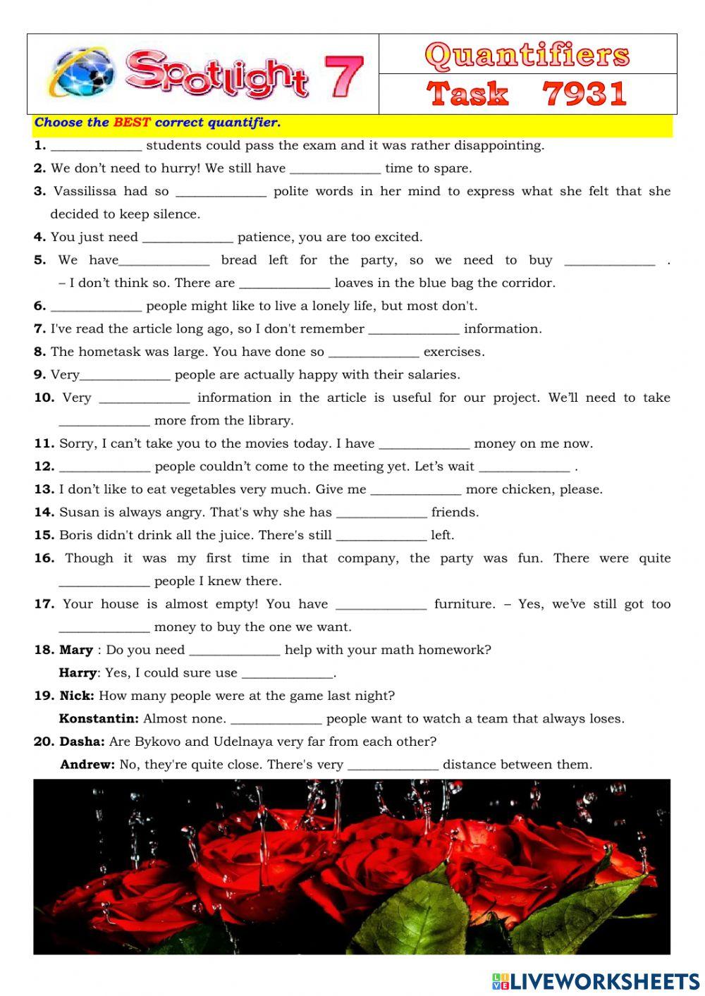 Spotlight 7 Task 7931 worksheet | Live Worksheets