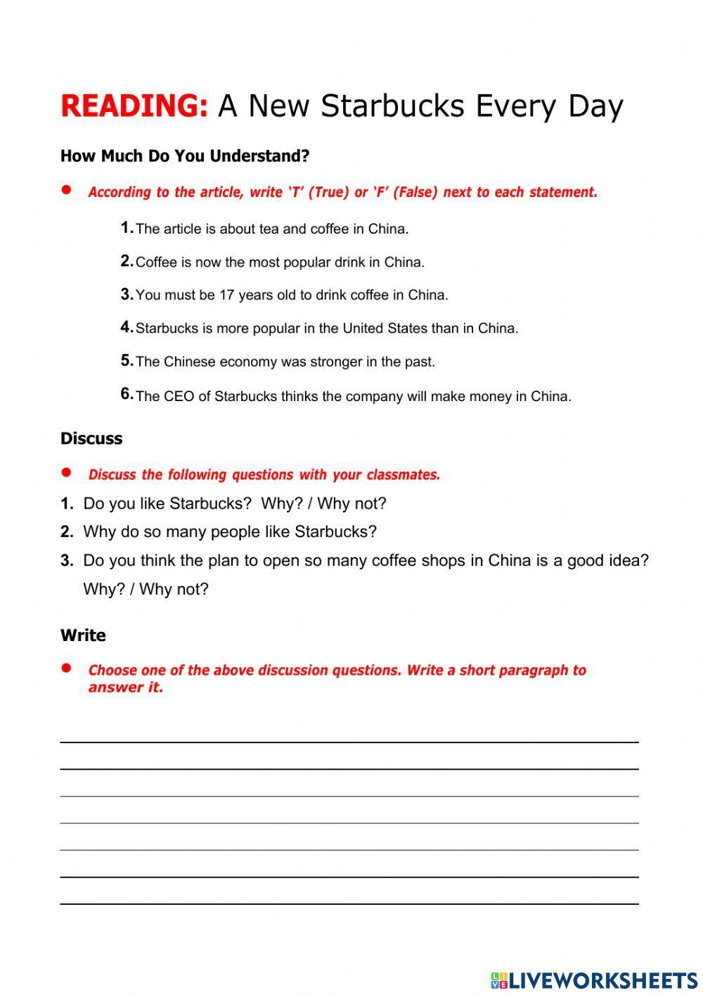 BUSINESS ENGLISH Reading - A new Starbucks every day - A2