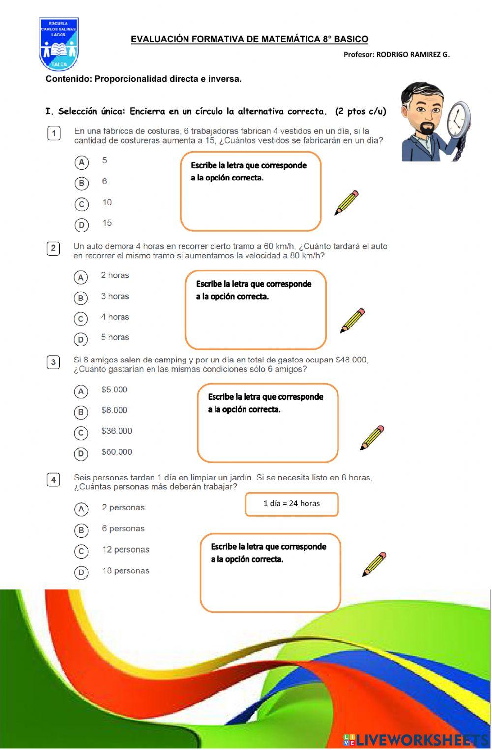 Proporcionalidad directa e inversa