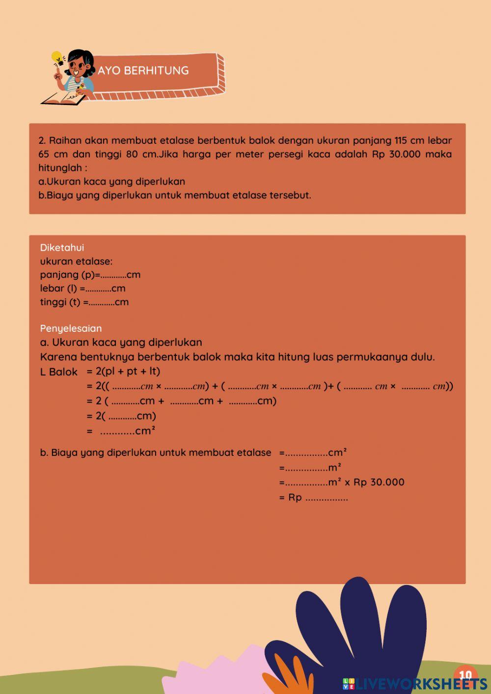Latihan Luas Permukaan Balok