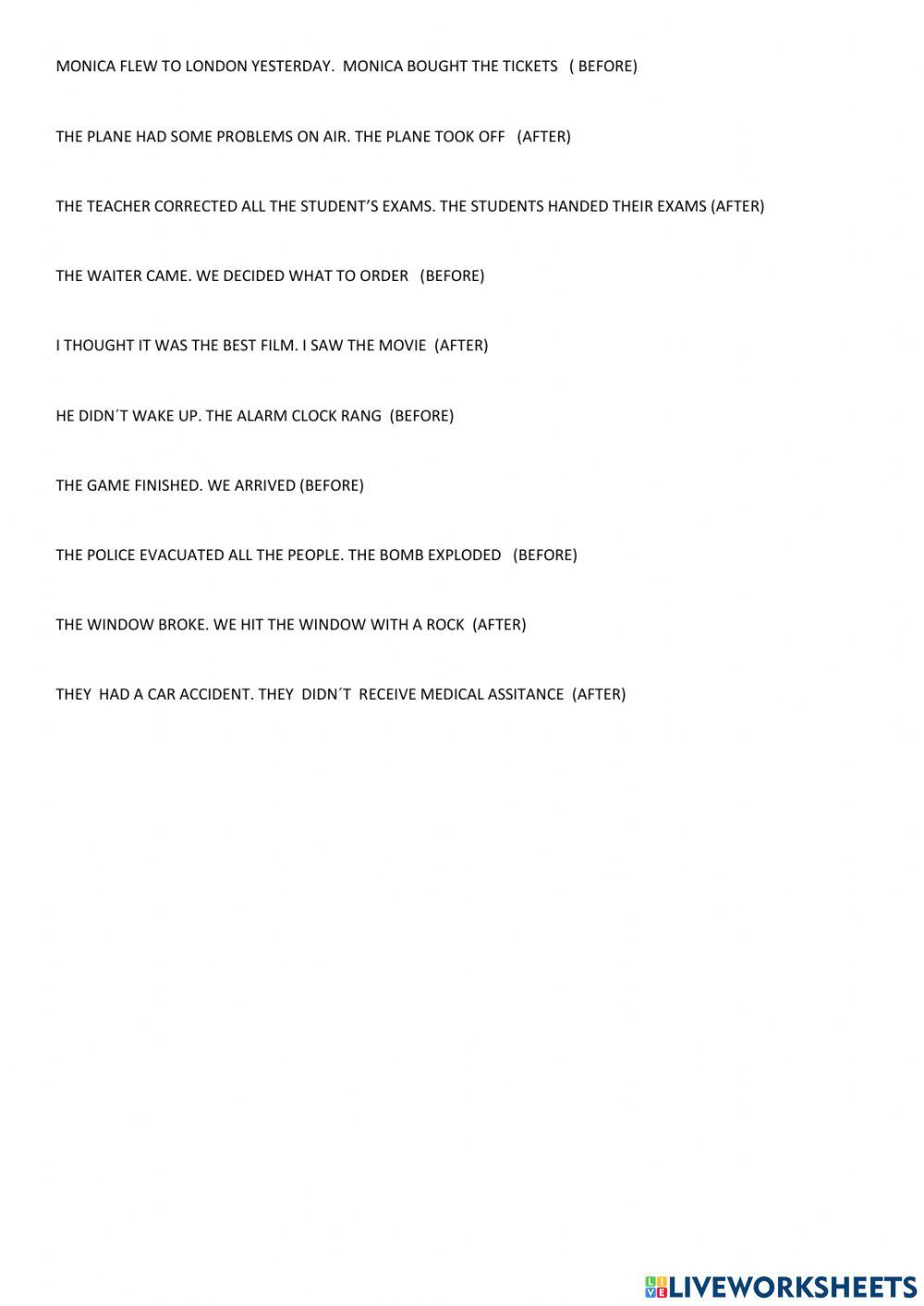 Past perfect and past simple